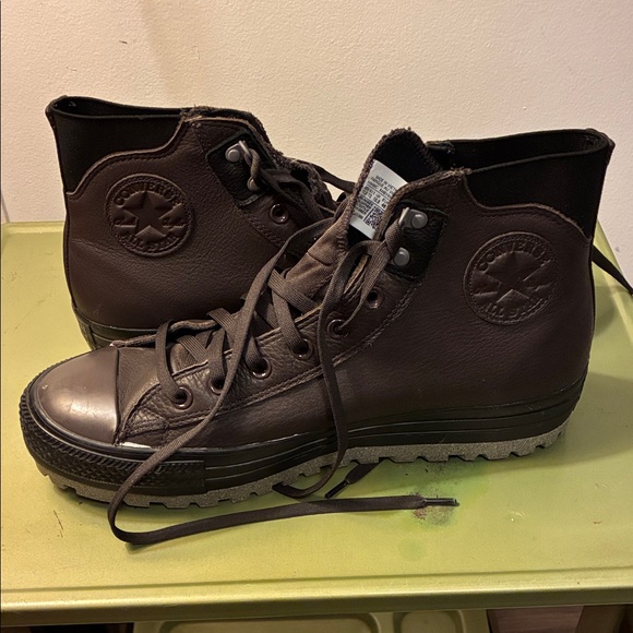 Men's Brown Leather Converse All Stars - Picture 2 of 12